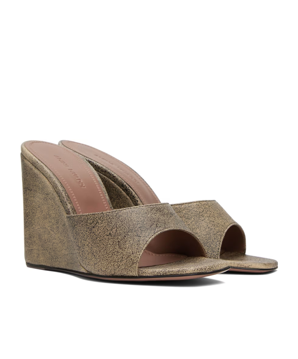 Amina Muaddi Lupita Square Toe Wedges In Brown