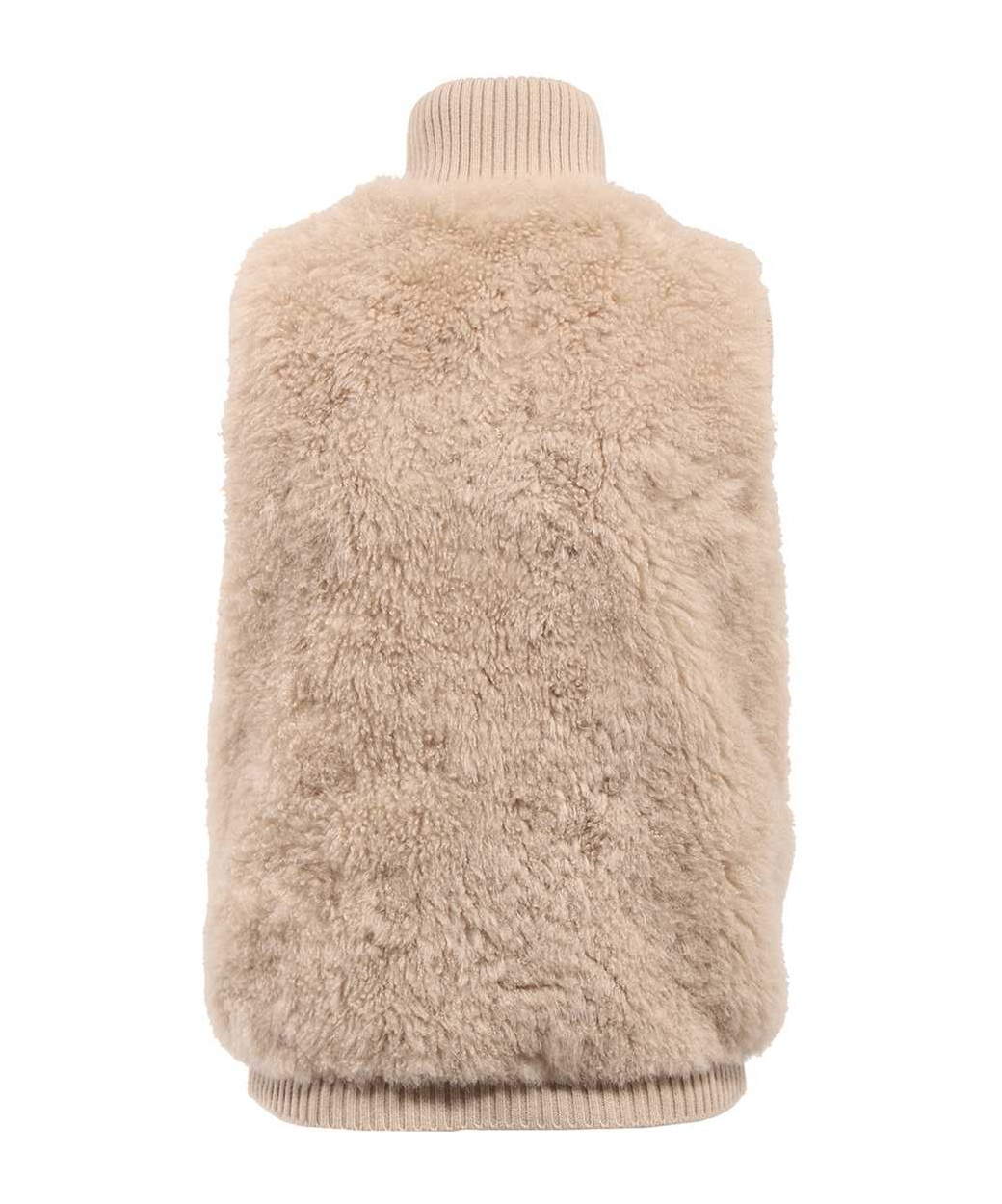 Shop Yves Salomon Stand-collar Fur Vest In Nude