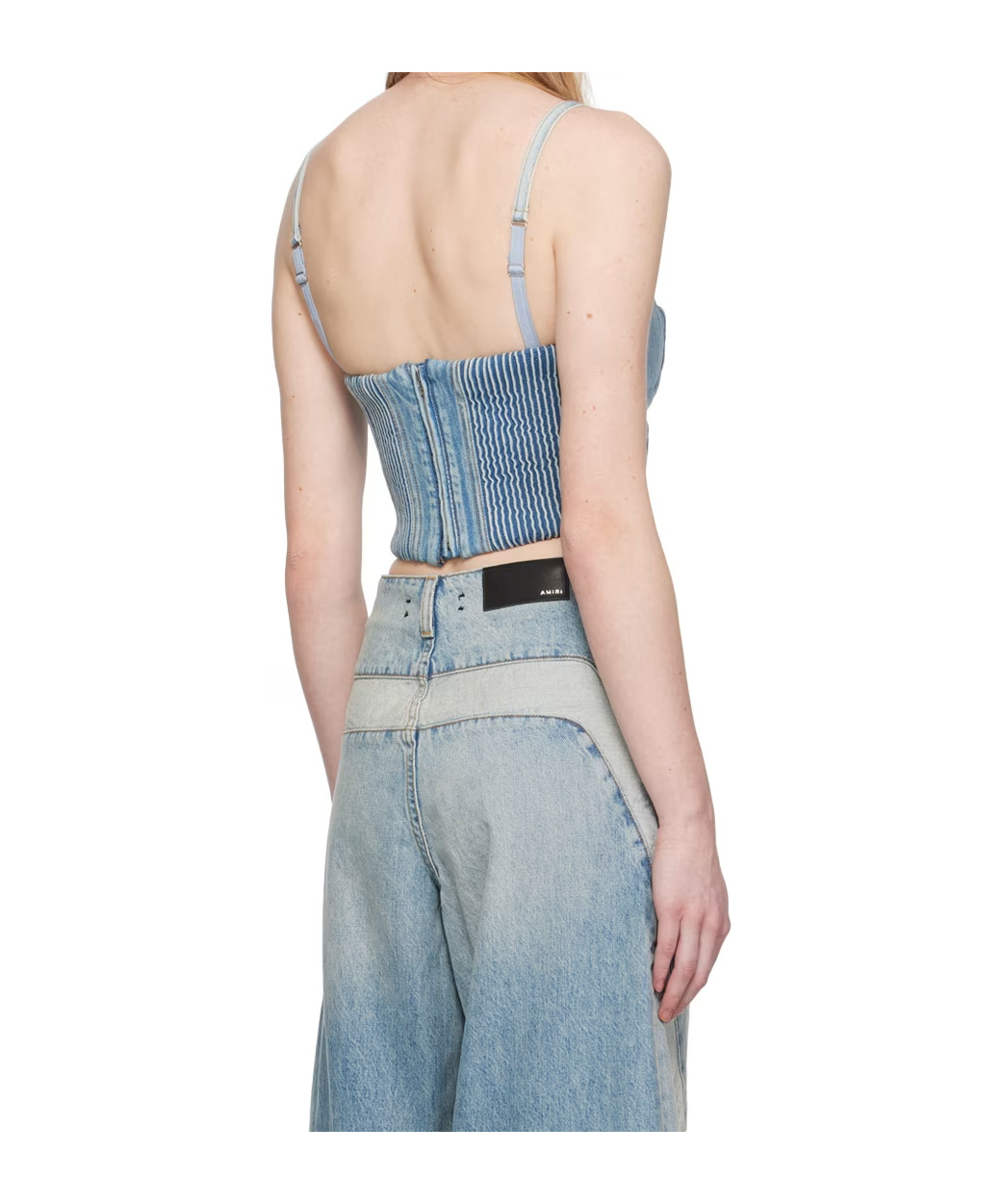 Amiri Ruffled Detail Denim Sling In Blue