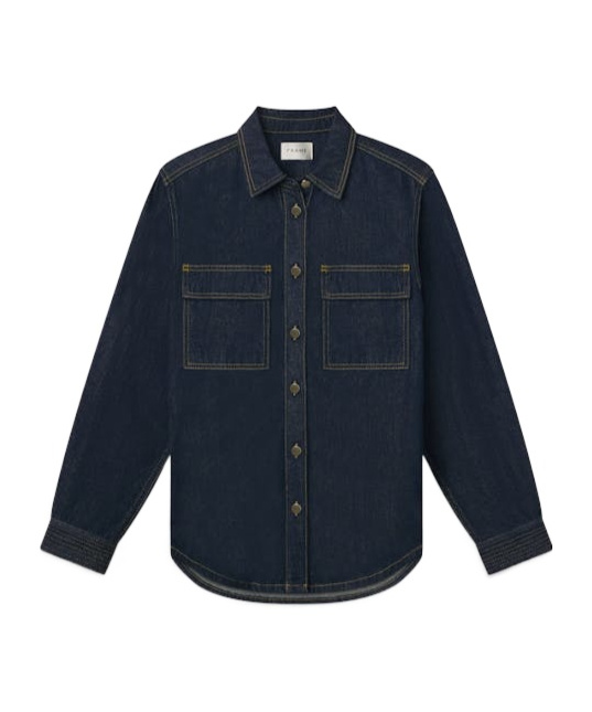 Frame The Trapunto Denim Overshirt In Black