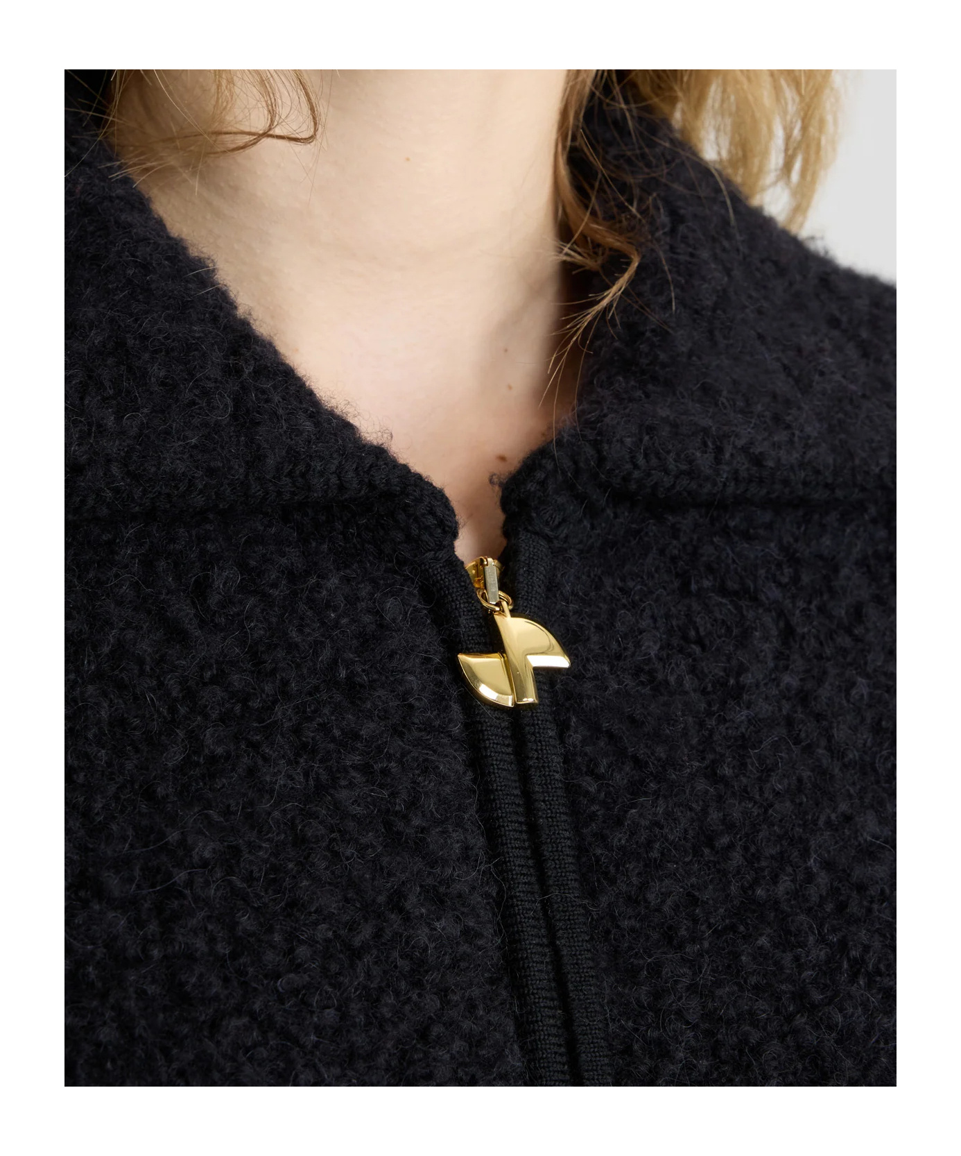 Patou Textured Fabric Jacket High Collar In Black