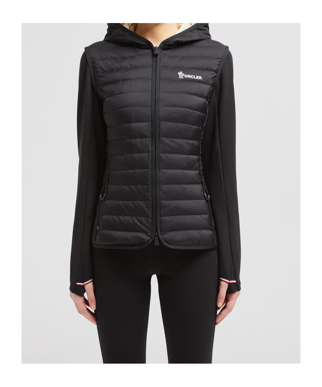 Moncler Long-sleeved Down Jacket In Black