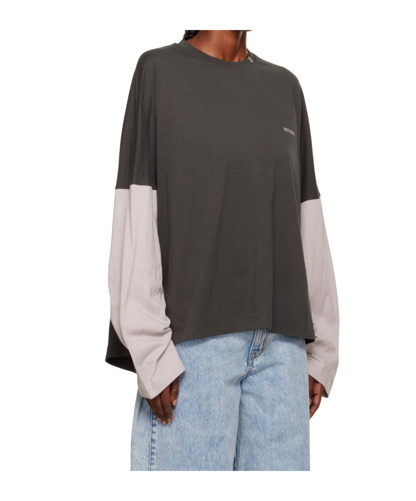 We11 Done Grey Code Long-sleeved T-shirt In Gray