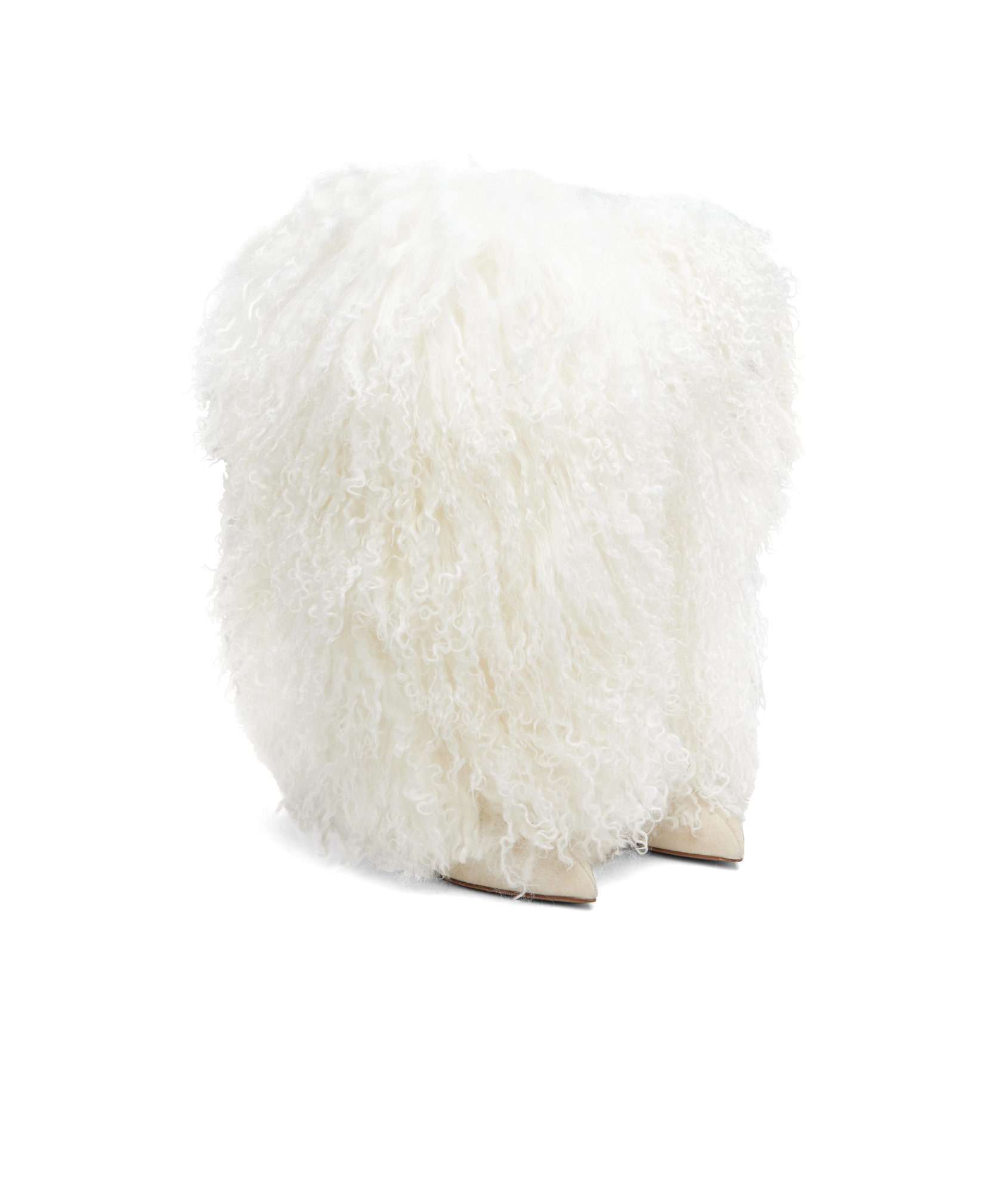 Paris Texas Furry Stiletto Midcalf Boots In White