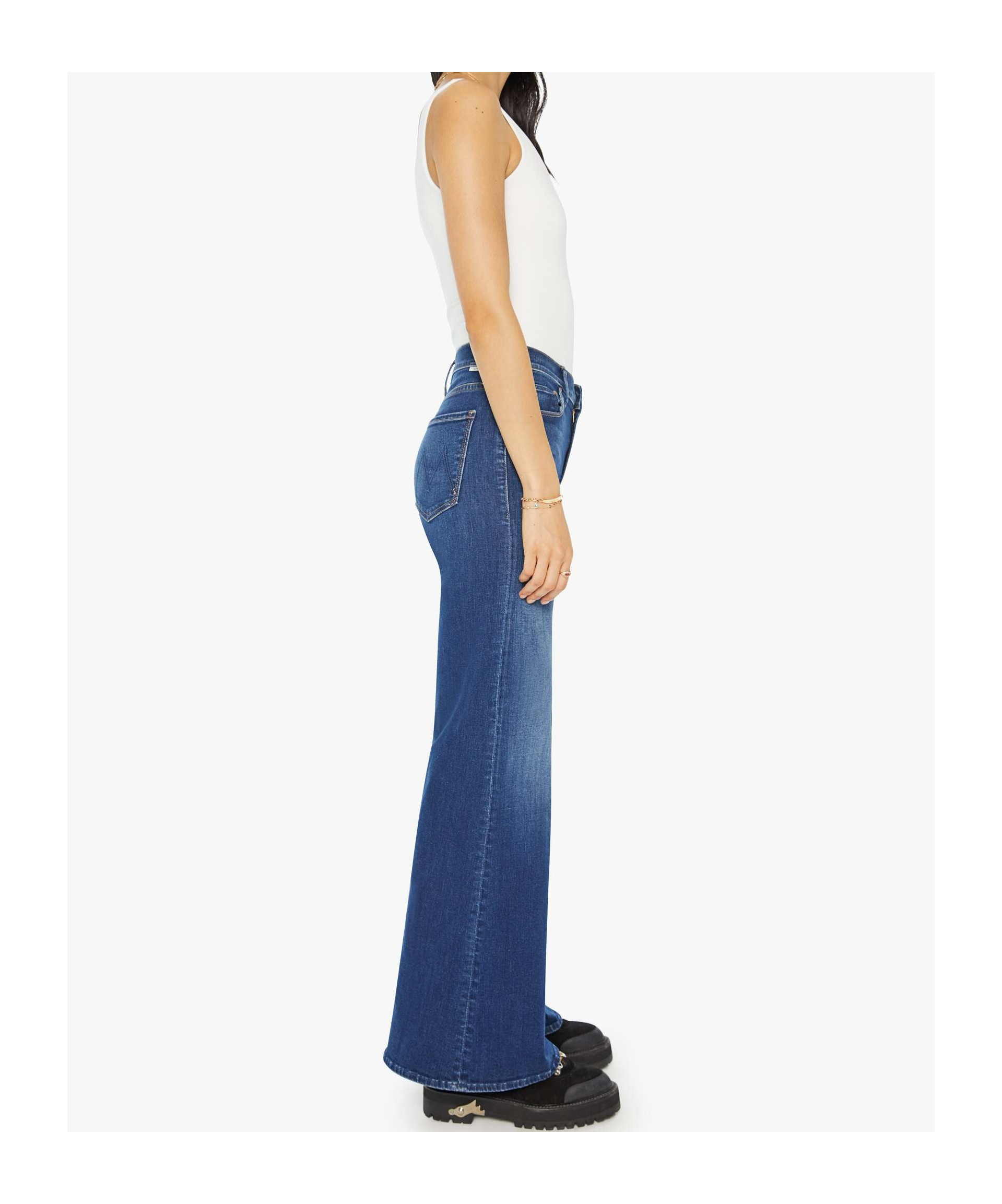Mother The Patch Pocket Insider Flood On Your Left Bootcut Jean In Blue
