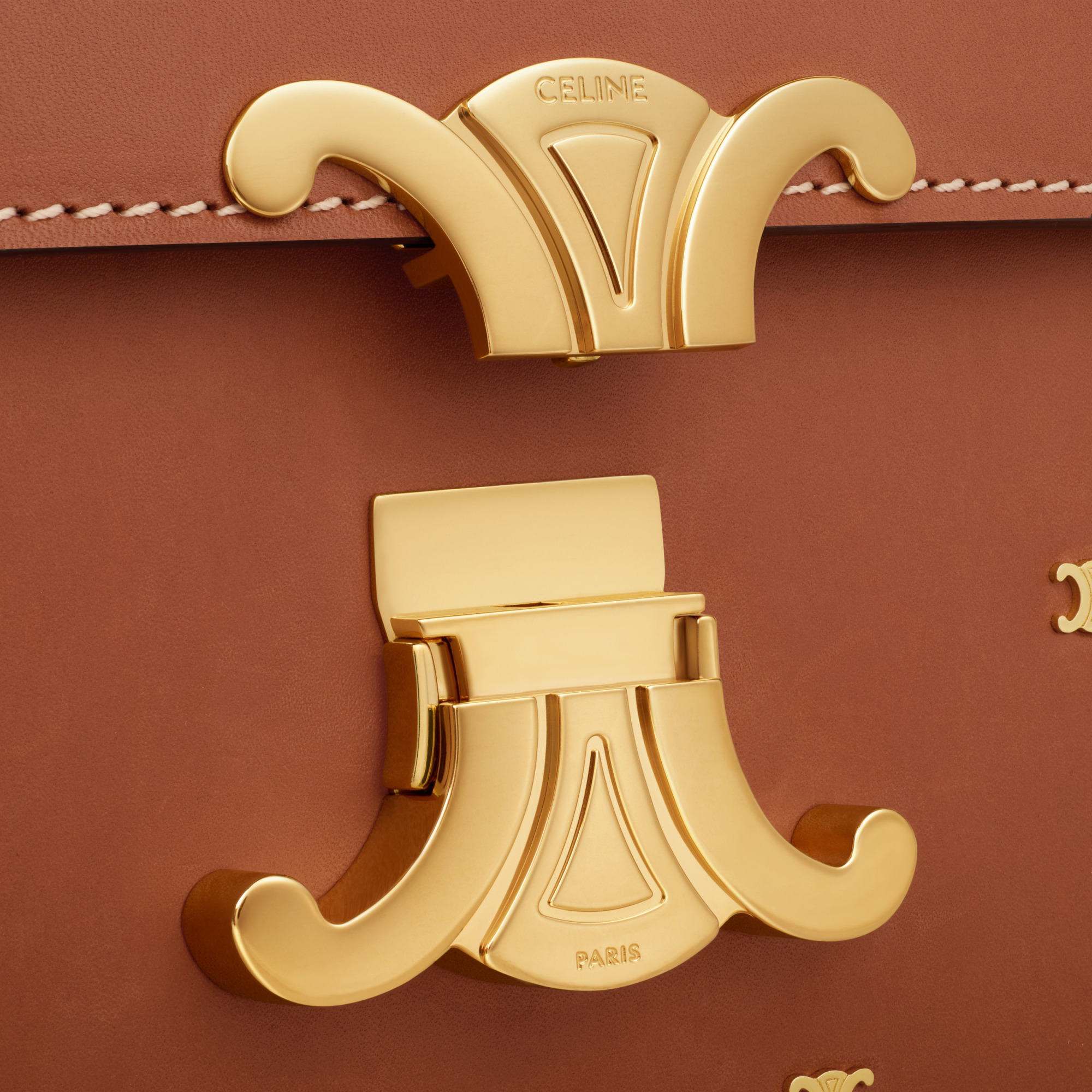 Celine Logo Shoulder Bag In Brown