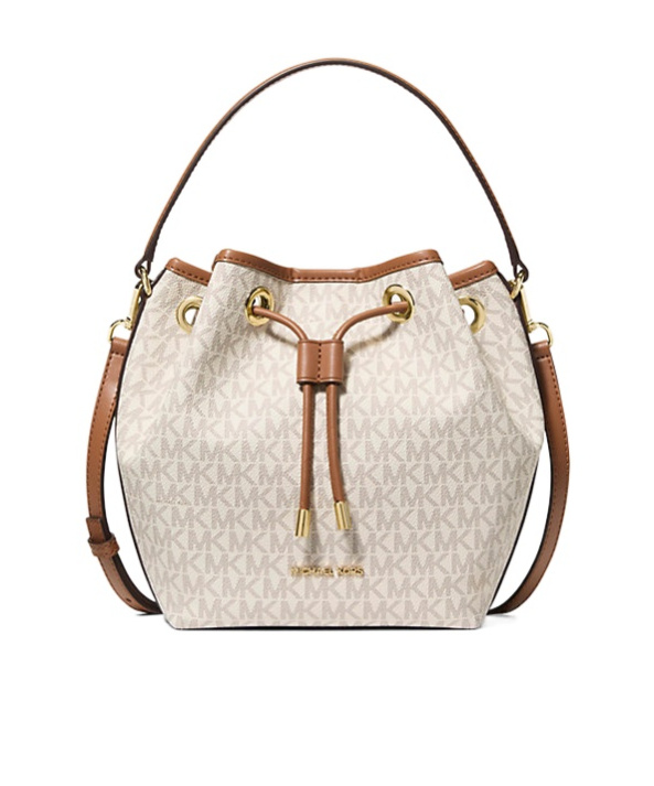 Michael Kors Avery Medium Signature Logo Bucket Messenger Bag In Brown