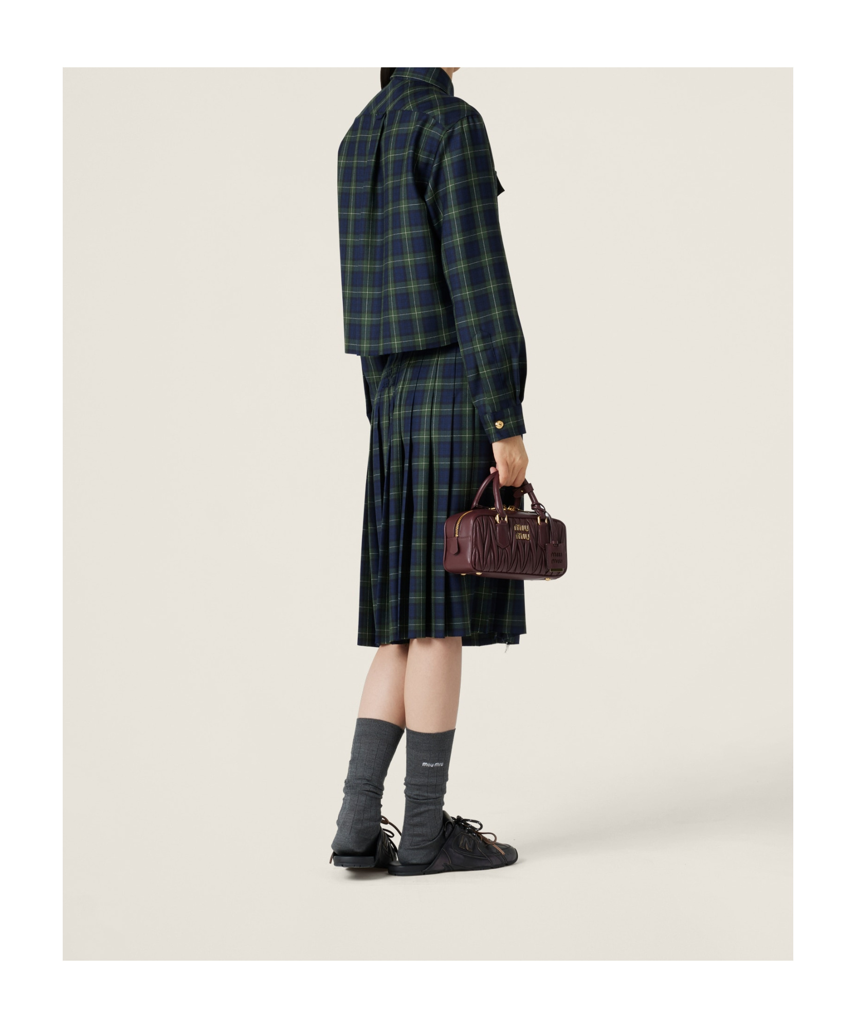 Miu Miu Plaid Shirt In Black