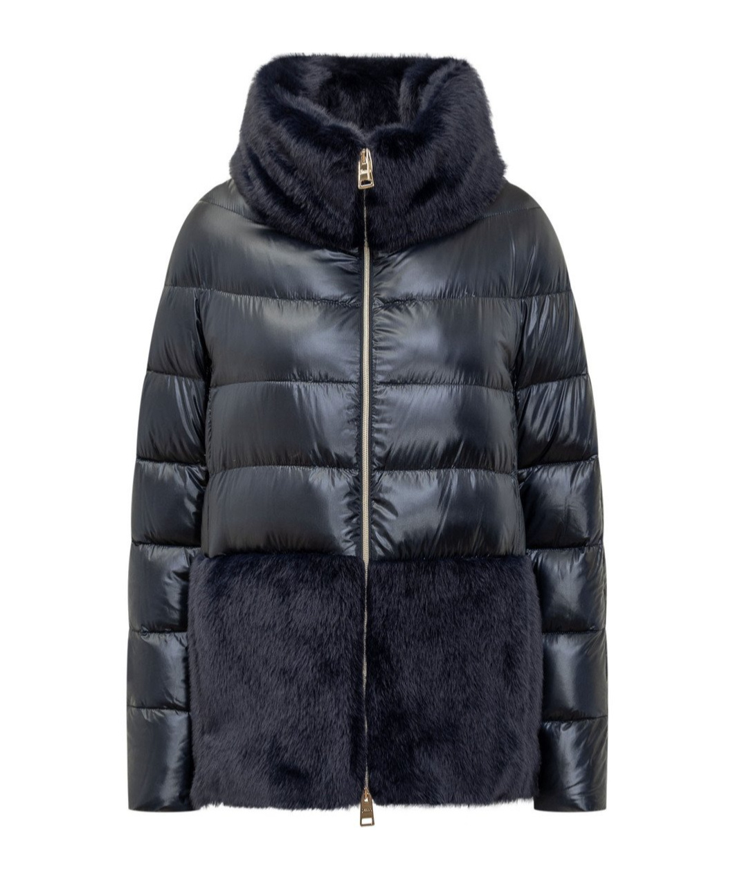 Herno Ultralight Nylon And Lady Alternative Fur Cape Clothing In Black