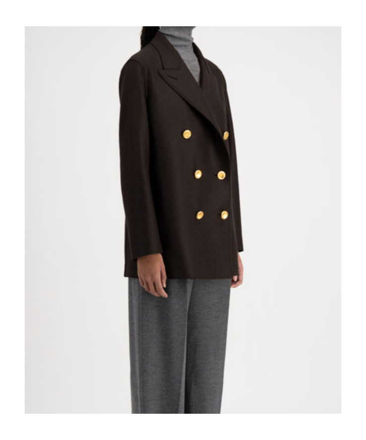 Harris Wharf London Slouchy Peacoat Pressed Wool In Brown