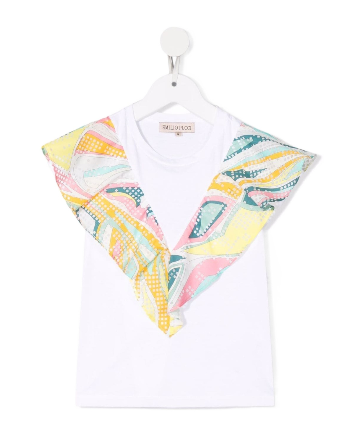 Pucci Scarf Ruffle T-shirt In White