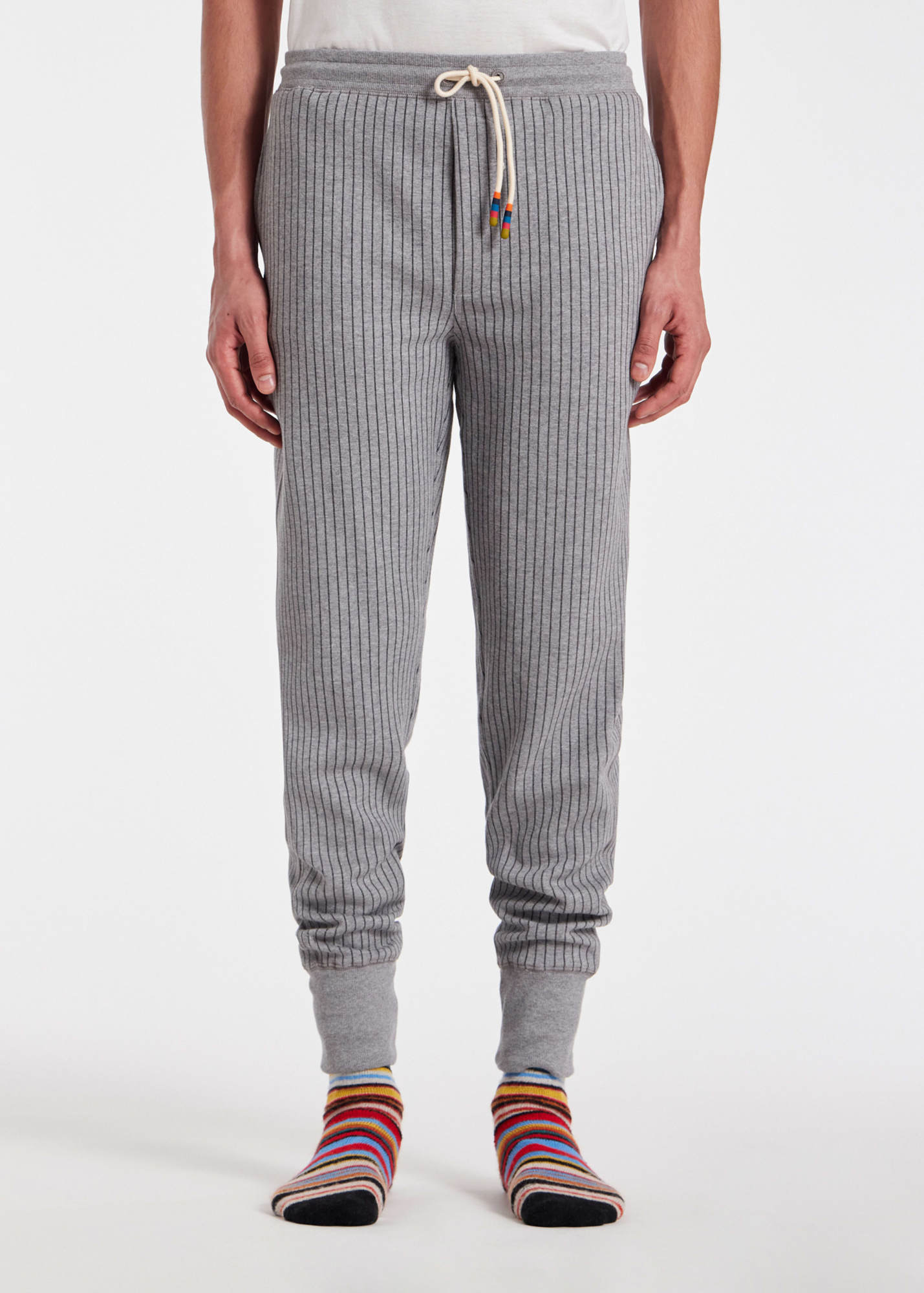 Paul Smith Pinstripe-pattern Track Pants In Gray