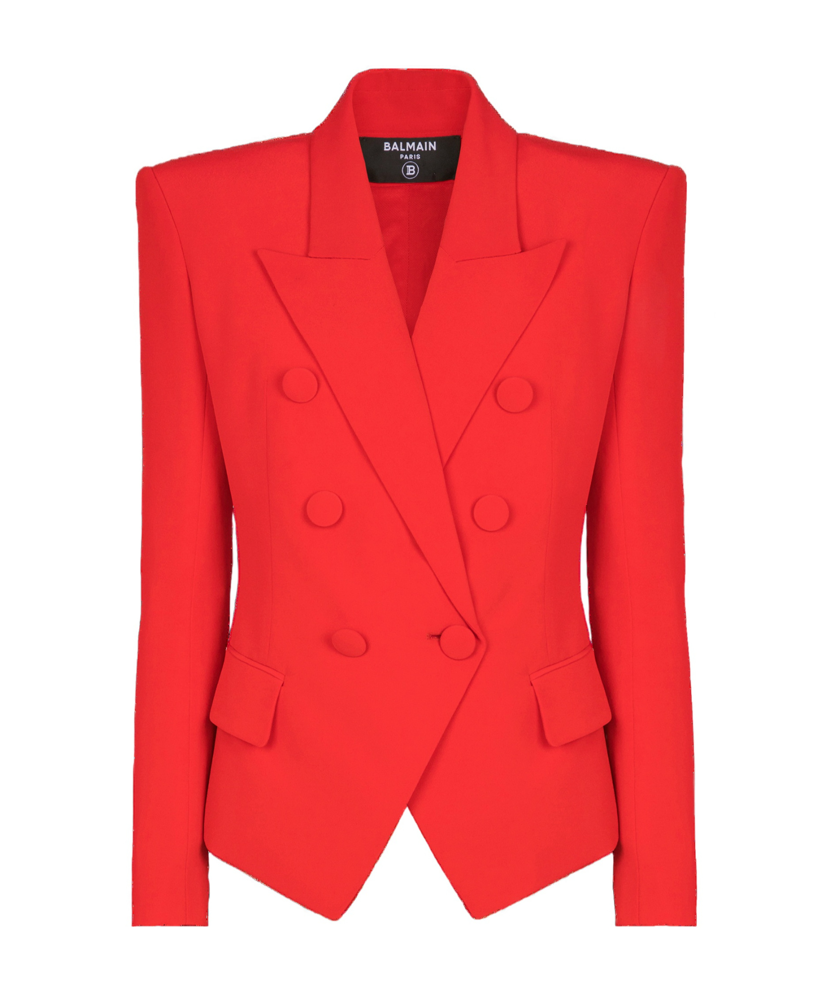 Balmain Lapels Double-breasted Blazer Peak In Red