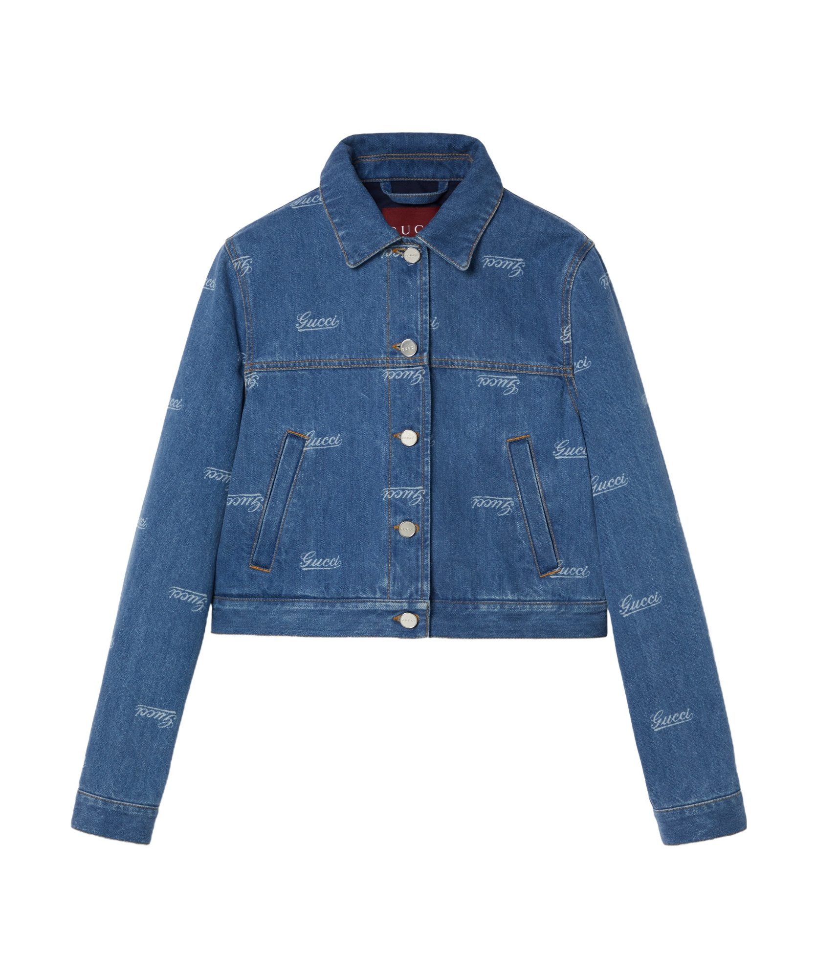 Gucci Long-sleeved Denim Jacket In Blue