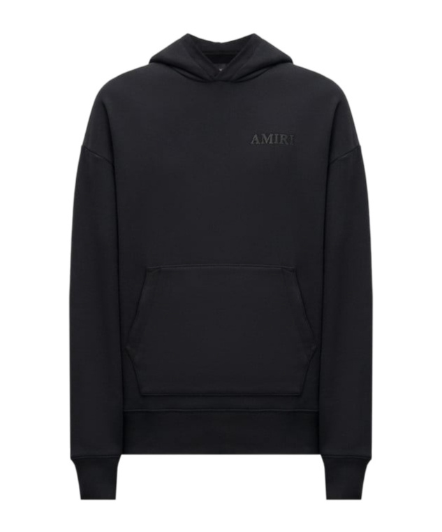 Amiri Black Hoodie With Fixed Hood And Logo Lettering On Front And Rear