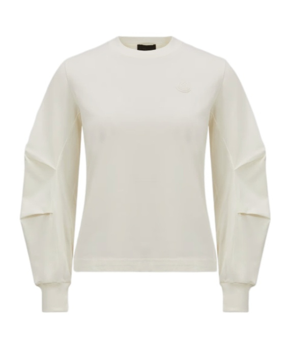Moncler Round Collar And Long-sleeved T-shirt In White