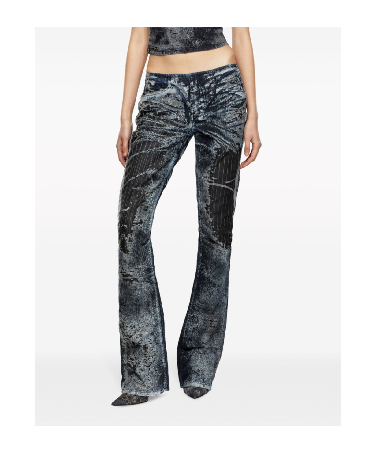 Diesel D-shark Bootcut Jeans In Black