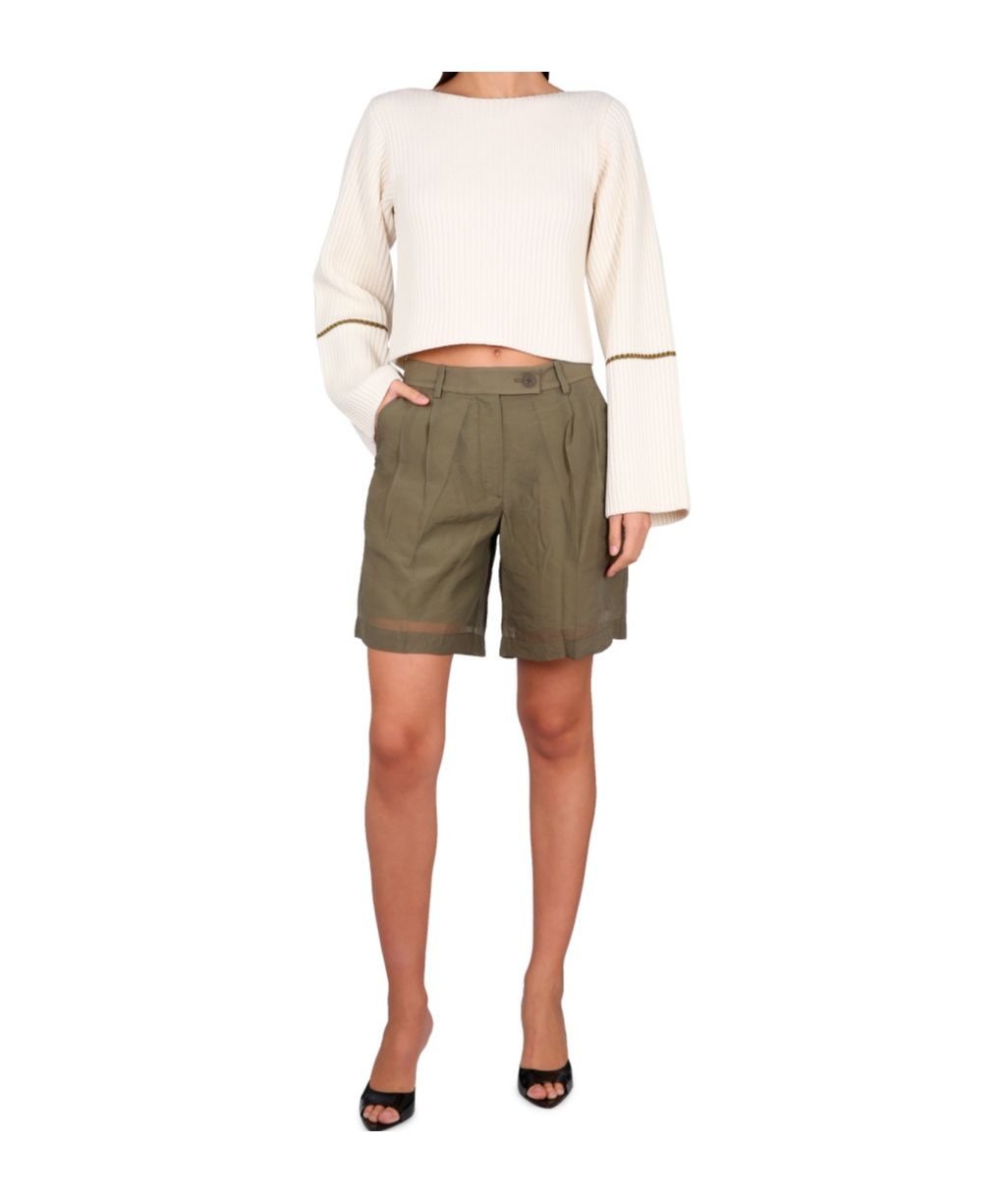 Helmut Lang Mini Short With Zip And Button Closure In Green