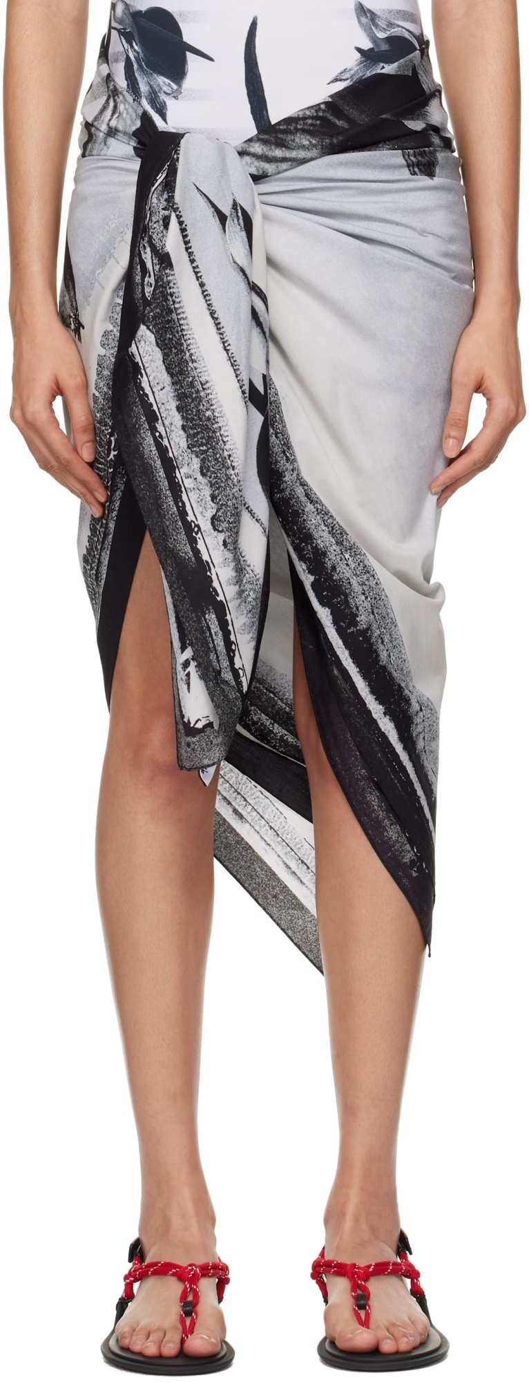 Jean Paul Gaultier Patterned Skirt In Gray/black