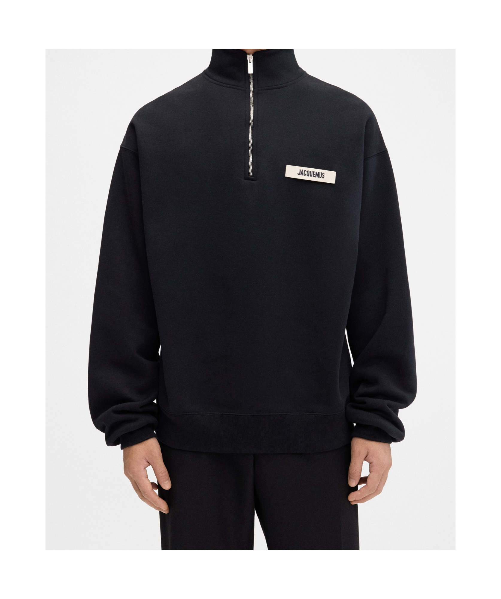 Jacquemus Mens High-neck Brand-patch Relaxed-fit Cotton-jersey Sweatshirt Black In Black