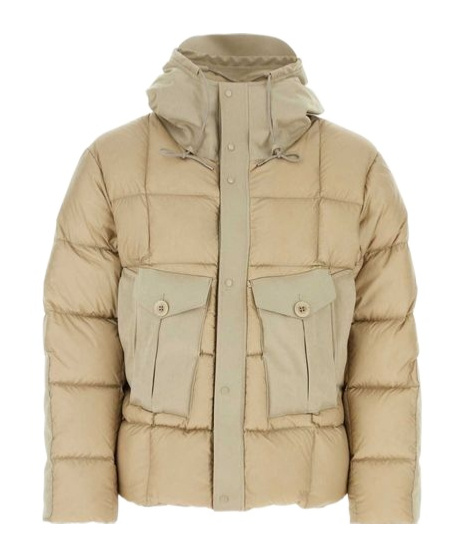Ten C Drawstring Hooded Padded Coat In Neutral