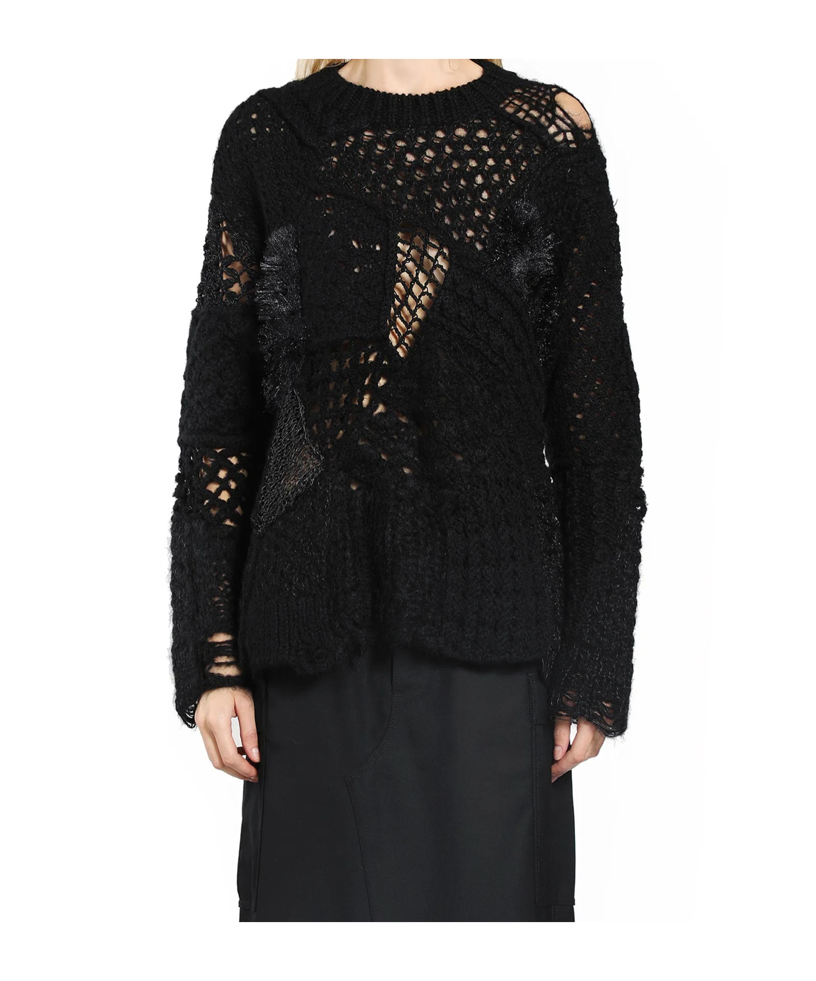 Junya Watanabe Open-knit Sweater In Black