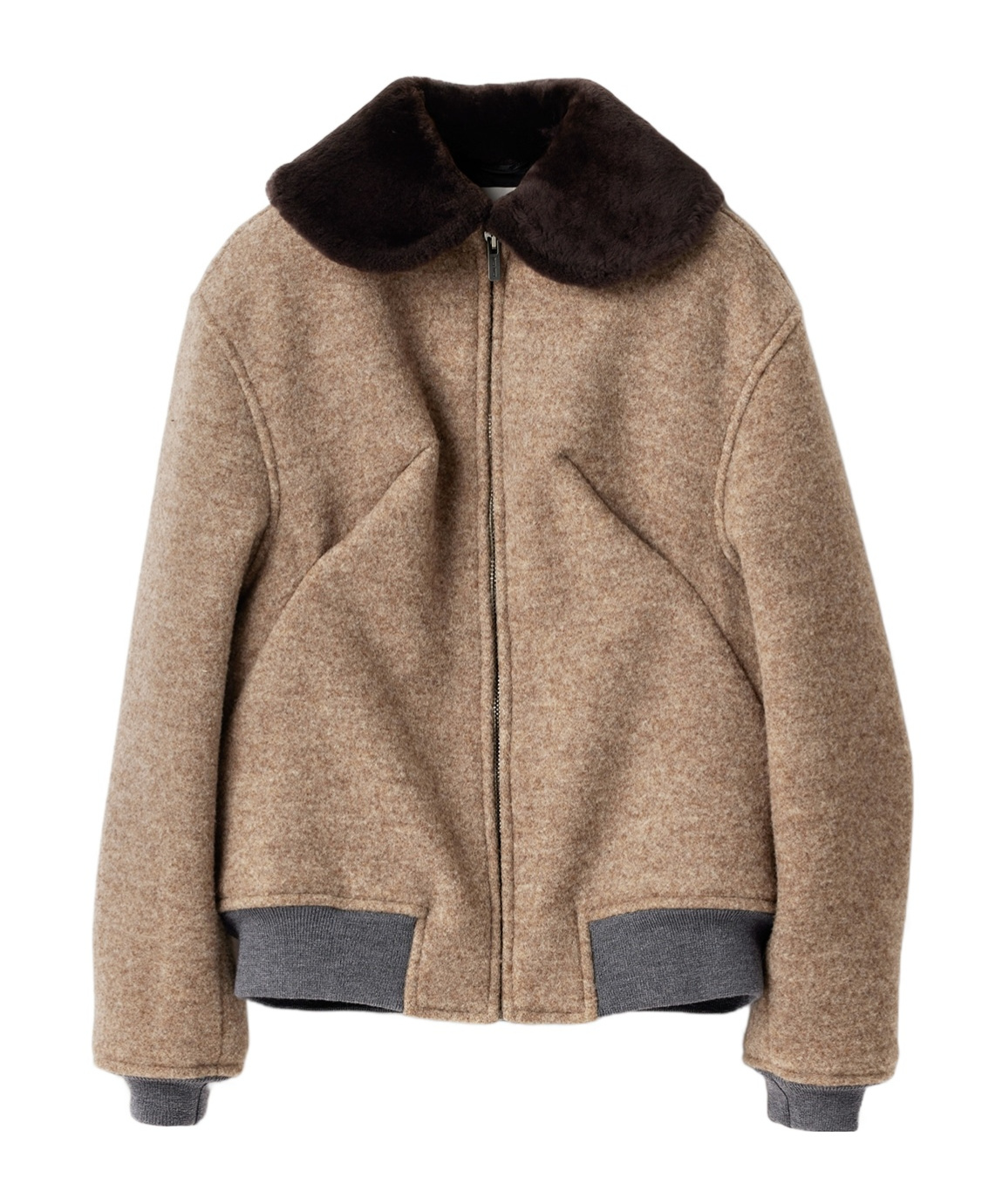 Miu Miu Shetland Wool Blouson Jacket In Gray