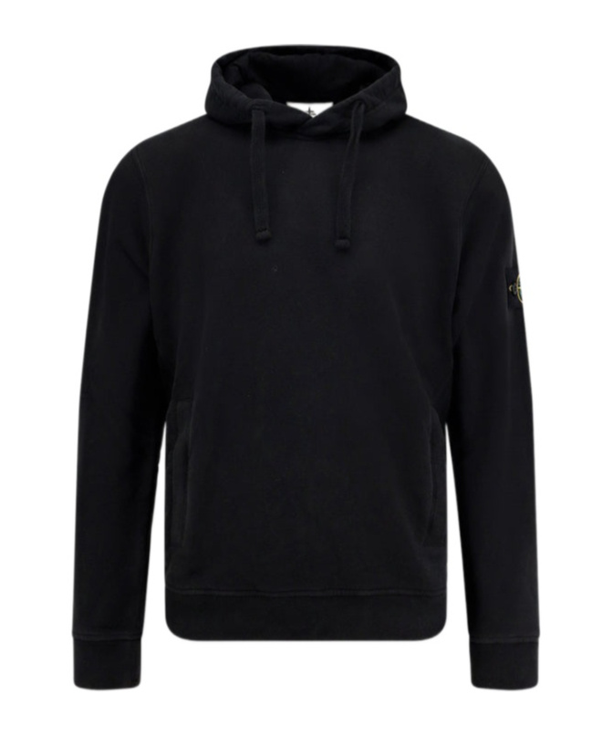 Stone Island Biologic Cotton Hooded Sweatshirt In Black