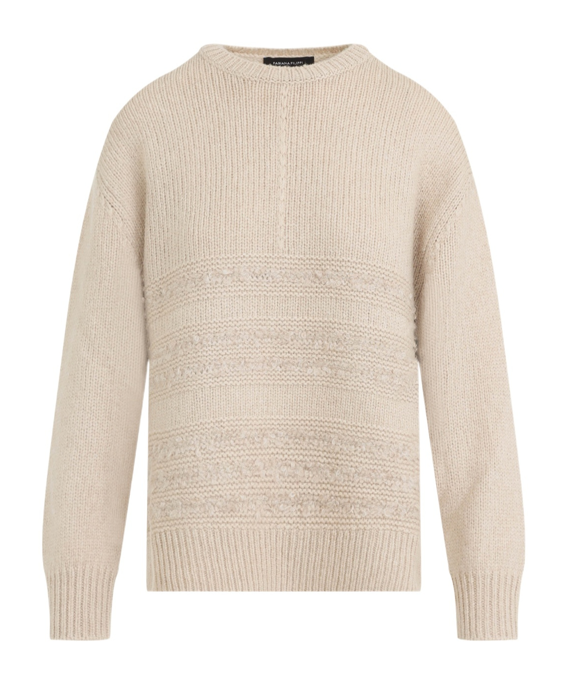 Fabiana Filippi Textured Knit Camel Sweater With Ribbed Edges