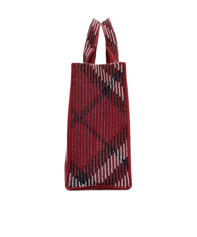 Burberry Mini Check Knitted Tote Bag In Red
