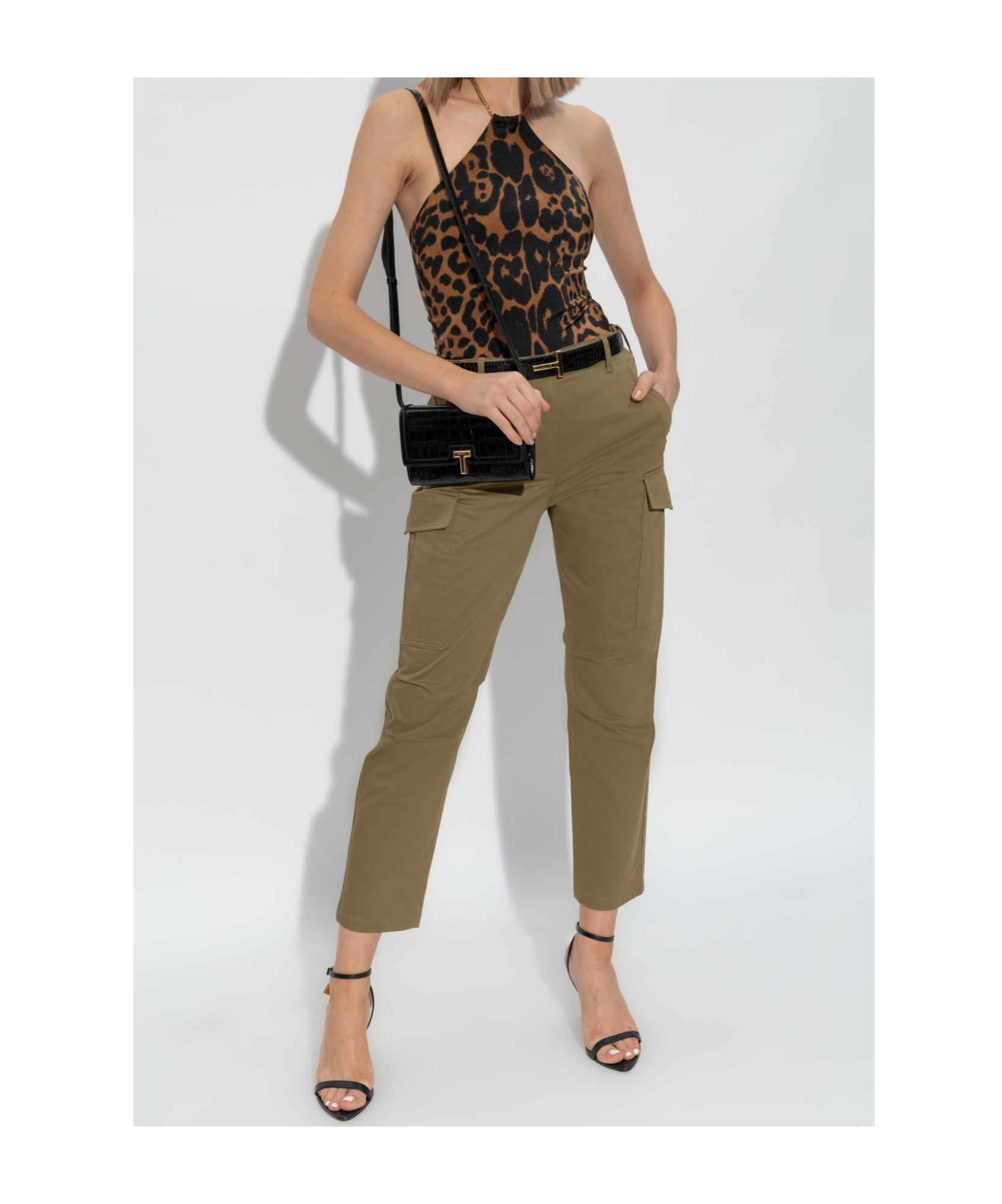 Tom Ford Logo Patch Cargo Pants In Green