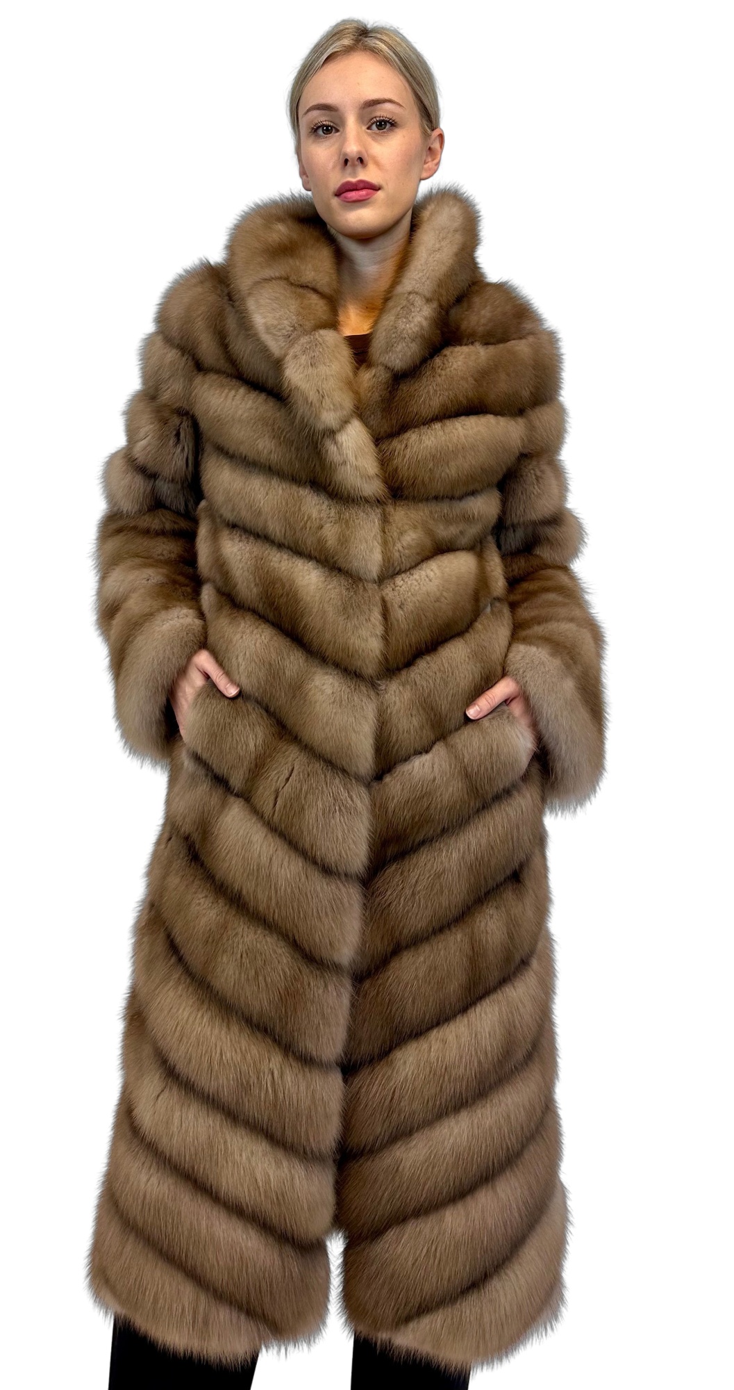 Liska Long-sleeved Fur In Brown