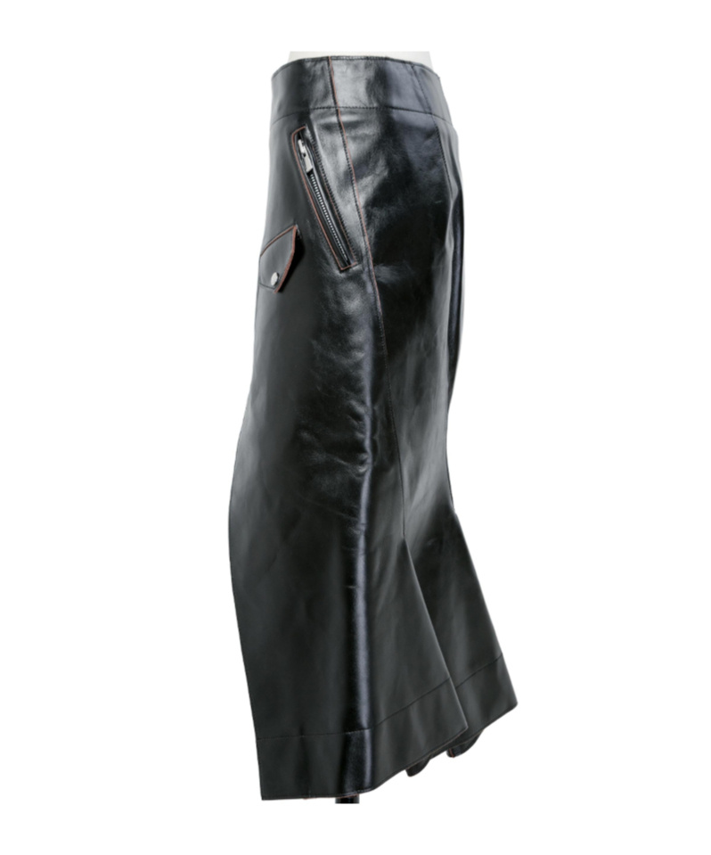 Sacai Leather Skirt In Blue