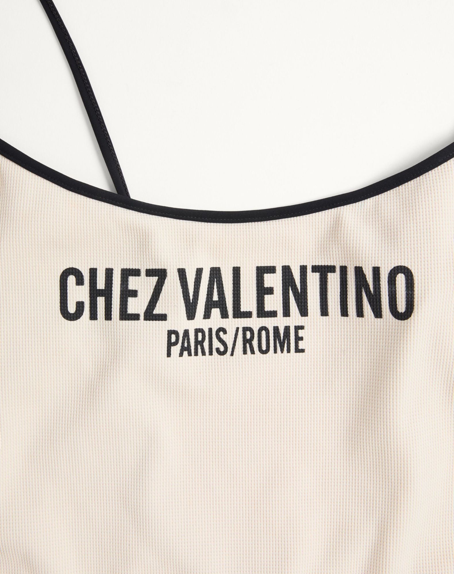 Valentino Spaghetti Straps Scoop Neckline High-cut Legs In Birch/black