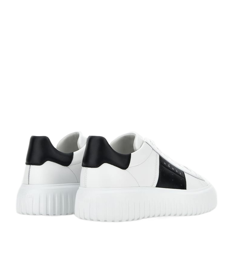 Hogan Panelled Design Calf Leather Sneakers With Chunky Sole In White