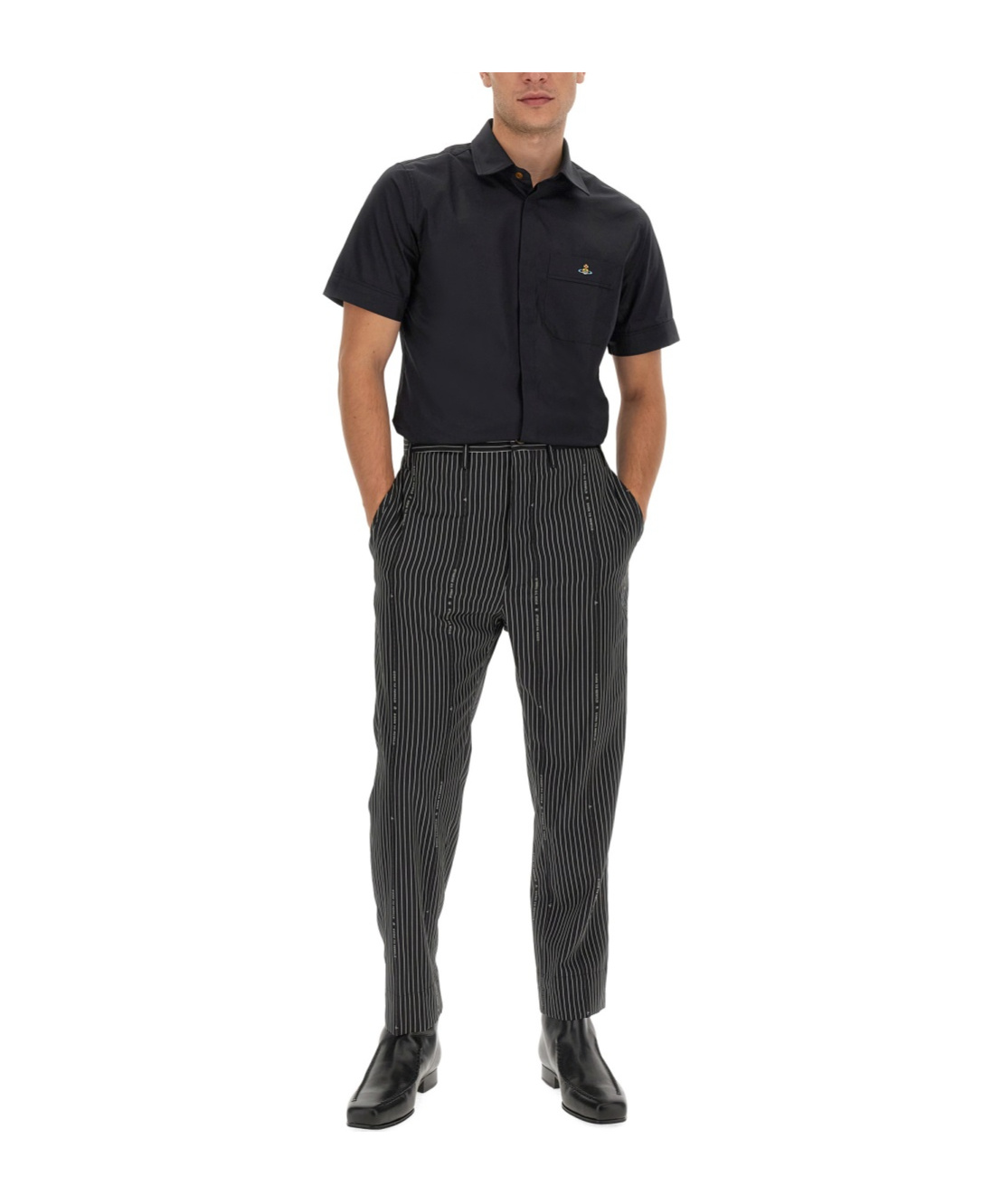 Vivienne Westwood Pinstripe Tailored Pants With High Waist In Black