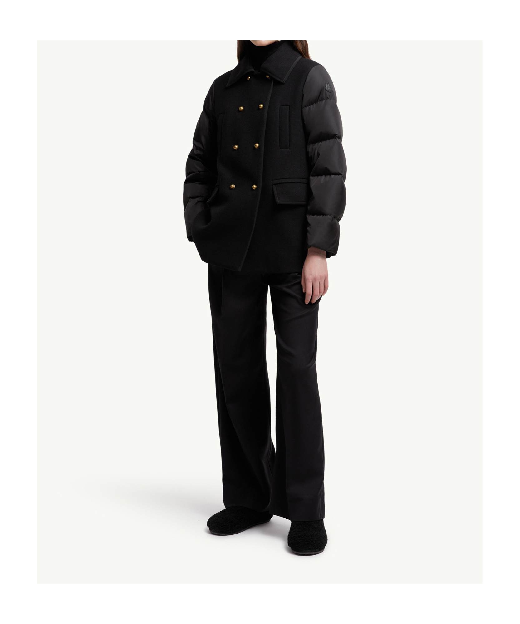Moncler Chaillo Wool Down Coat In Black