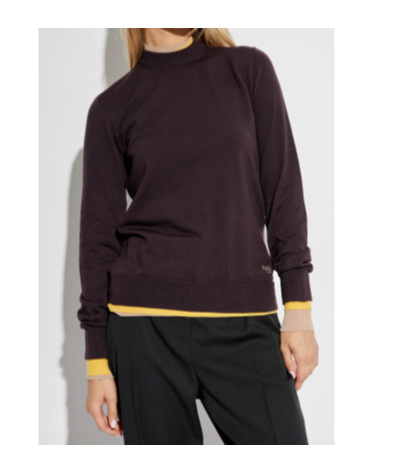 Fendi Layered-trim Sweater In Black