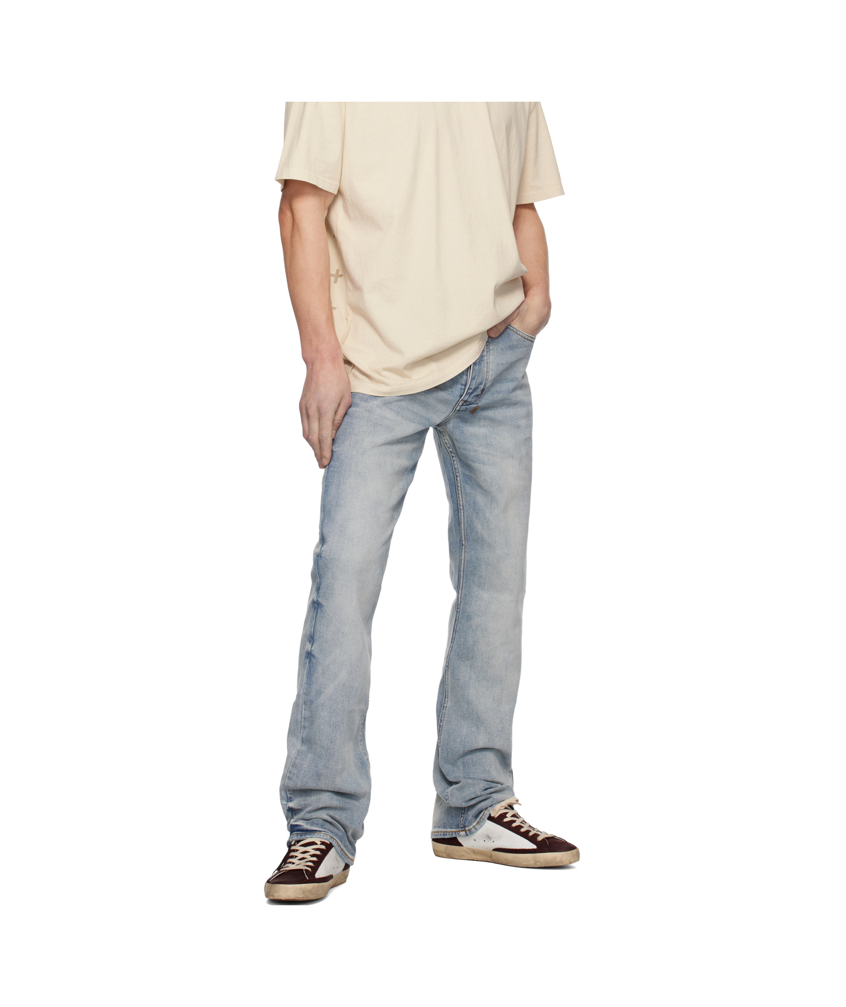 KSUBI ACID-WASH FLARED JEANS