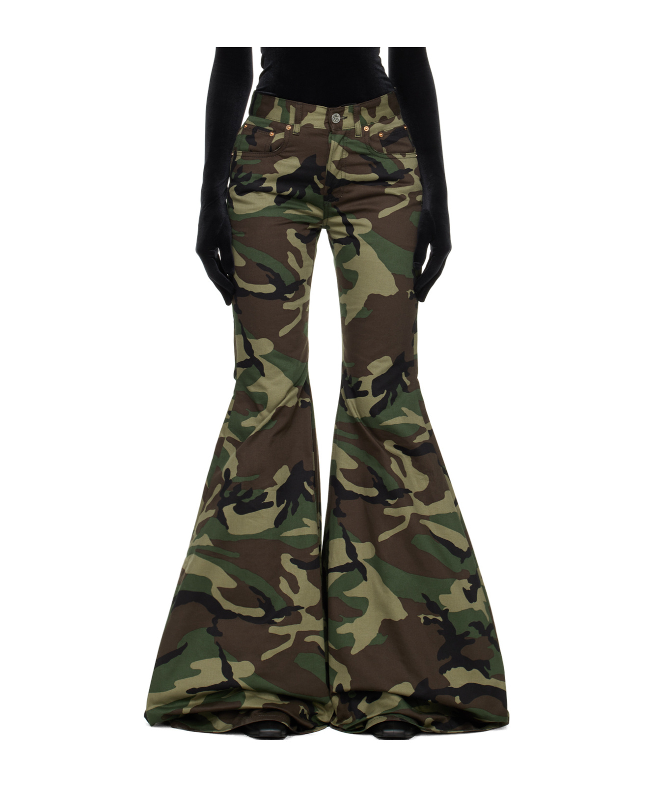 Vetements Green Flared Trousers In Black