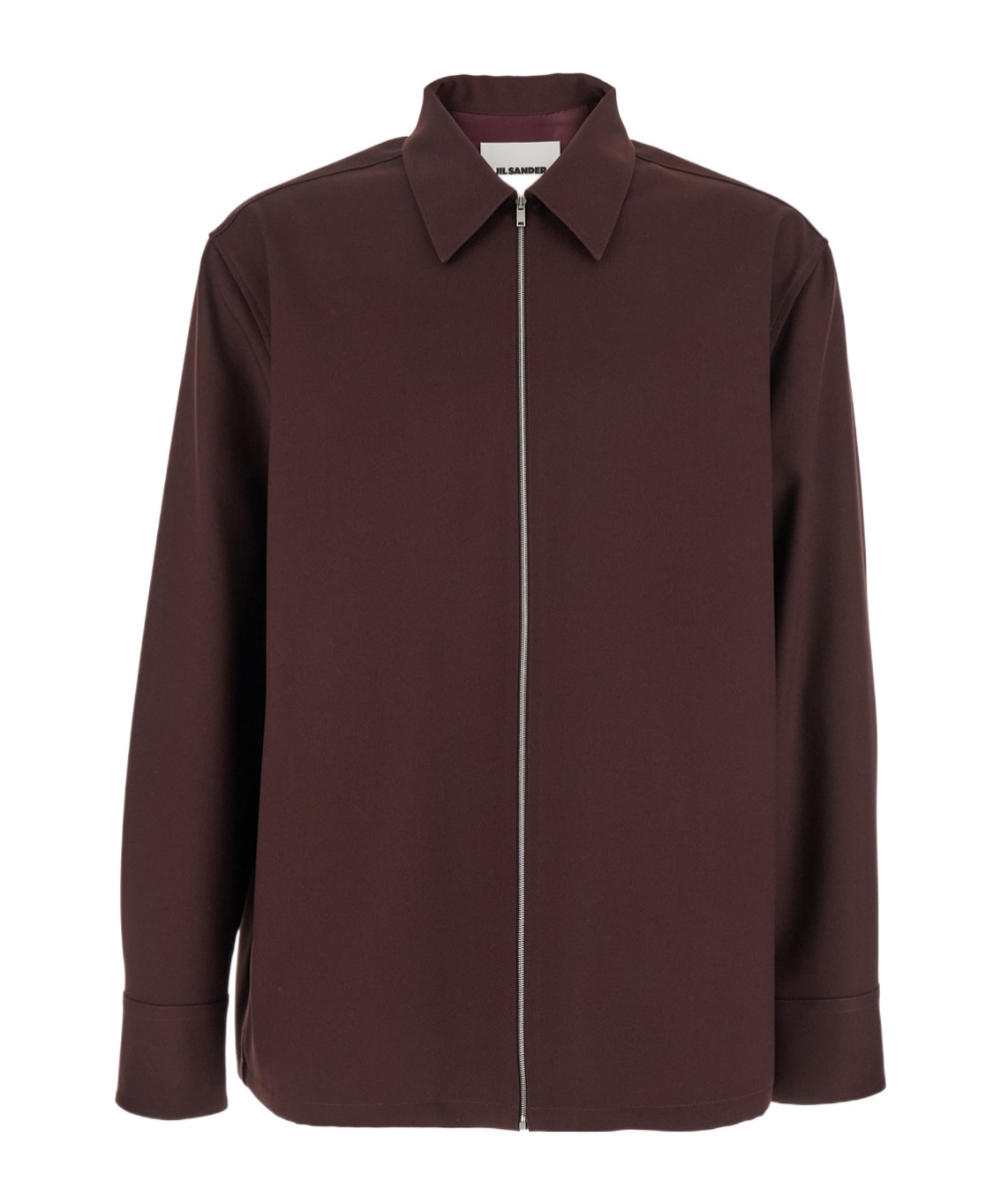 Jil Sander Bordeaux Shirt With Classic Collar And Front Zip Closure In Tech Fabric Man In Burgundy