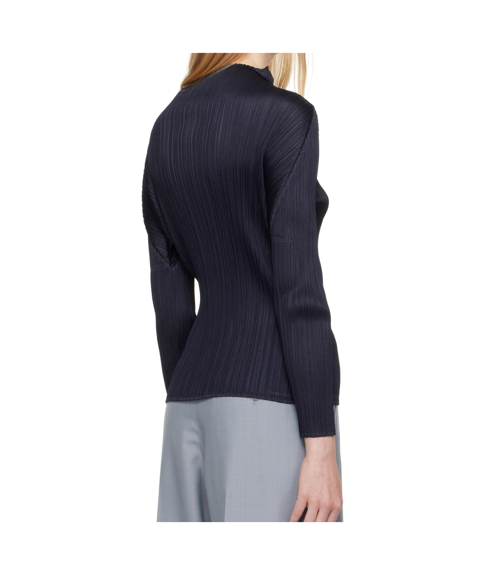 Issey Miyake Pleated Top In Blue