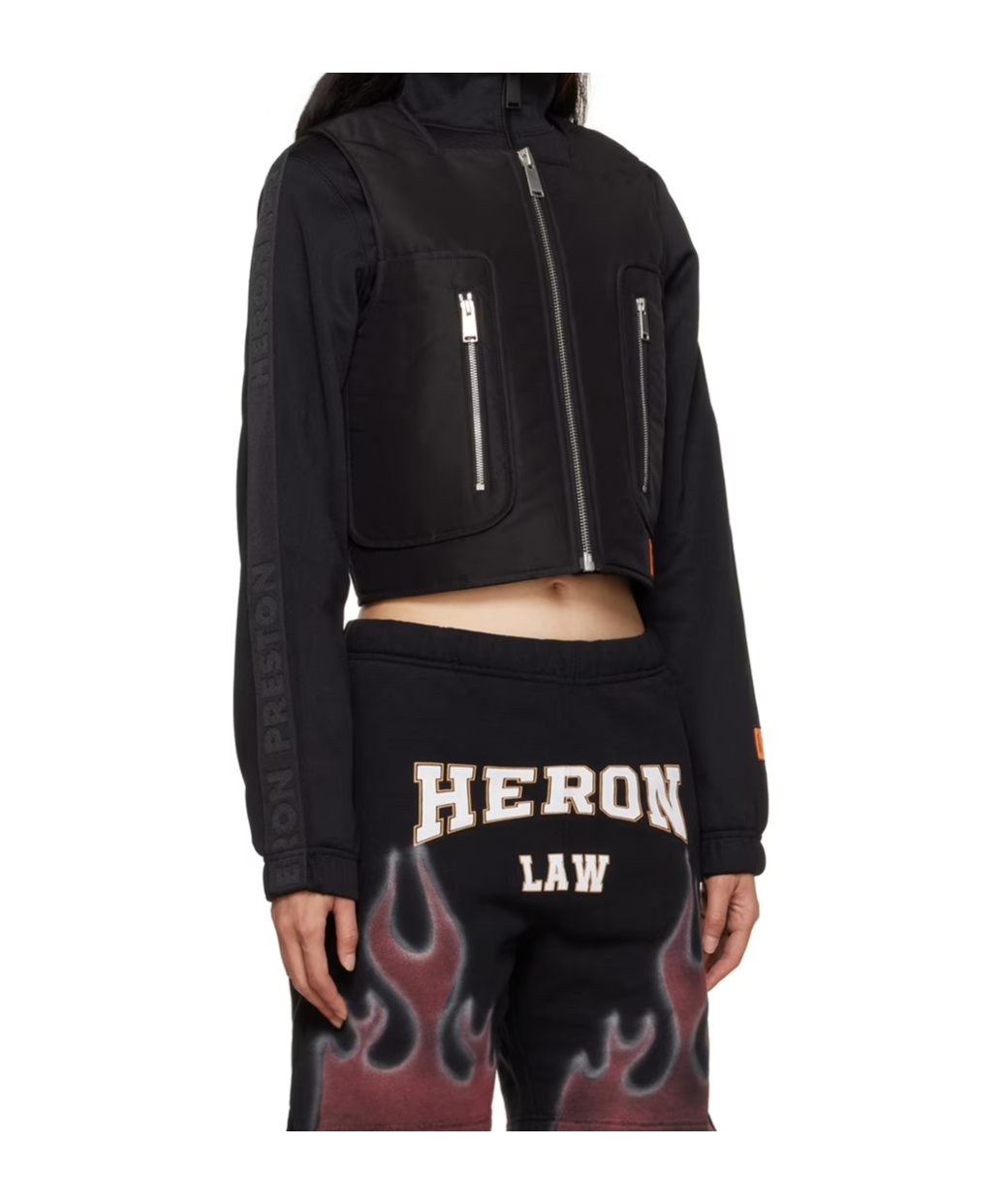 Heron Preston Zipper Vest Style Cotton Jacket In Black