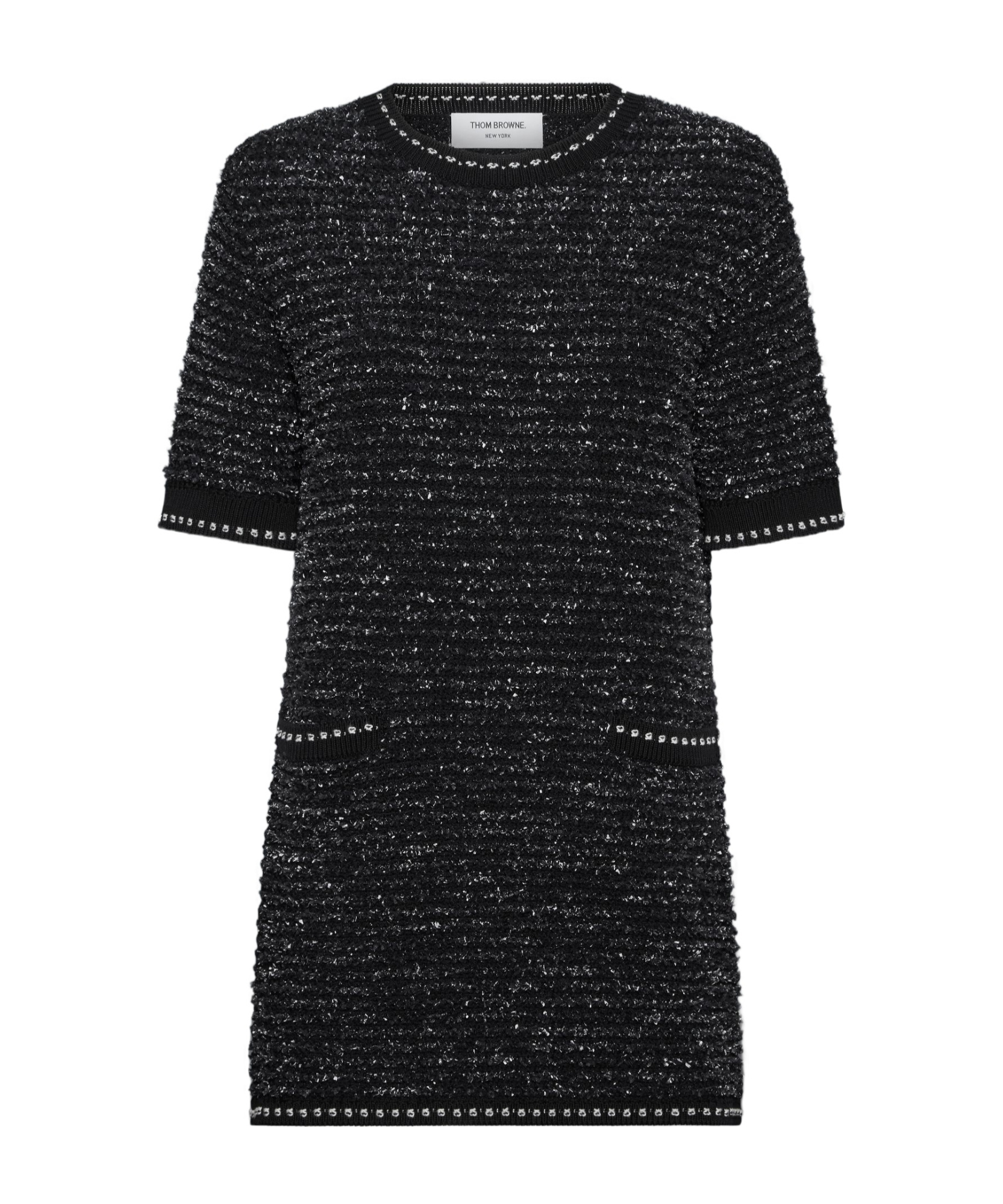 Thom Browne Eyelash Tweed Jacquard Mini Dress In Black