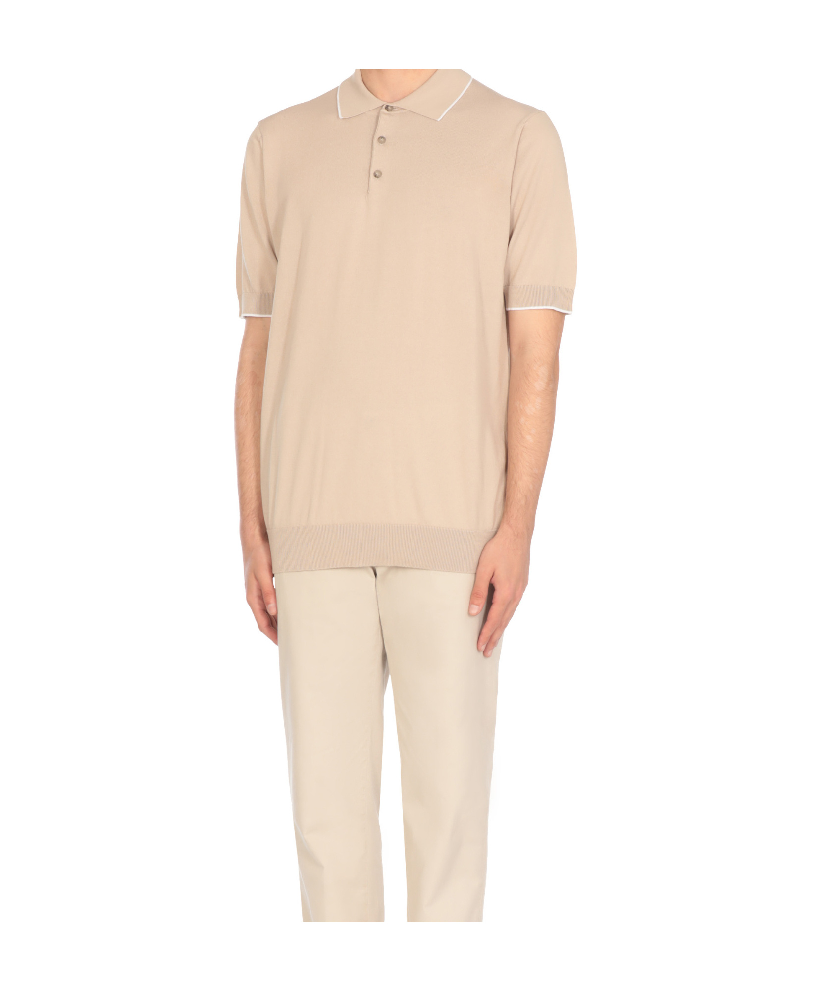 Peserico Men's Cotton Polo Shirt In Beige