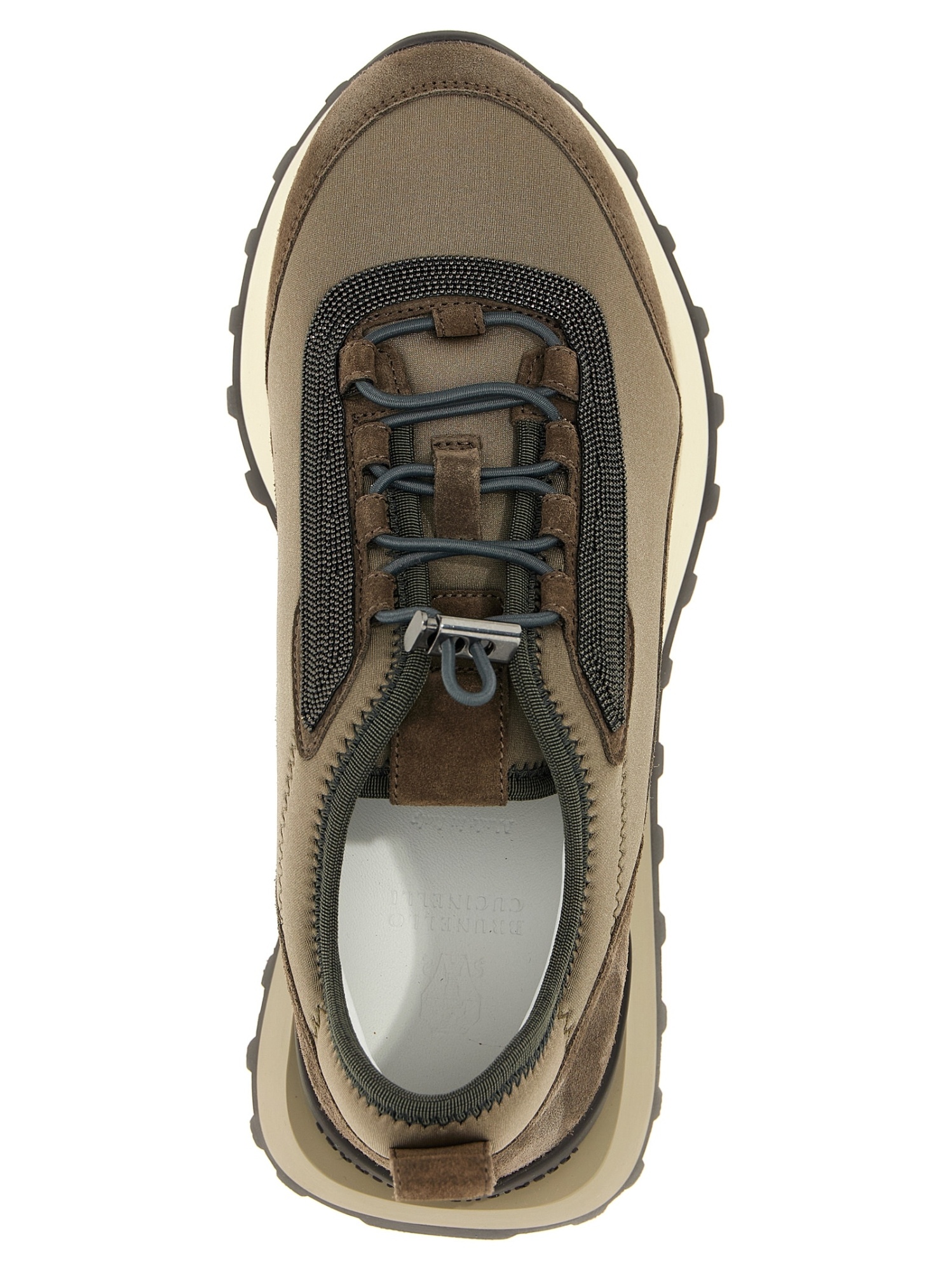 Brunello Cucinelli Streamlined Sneakers With Mesh Panels In Brown