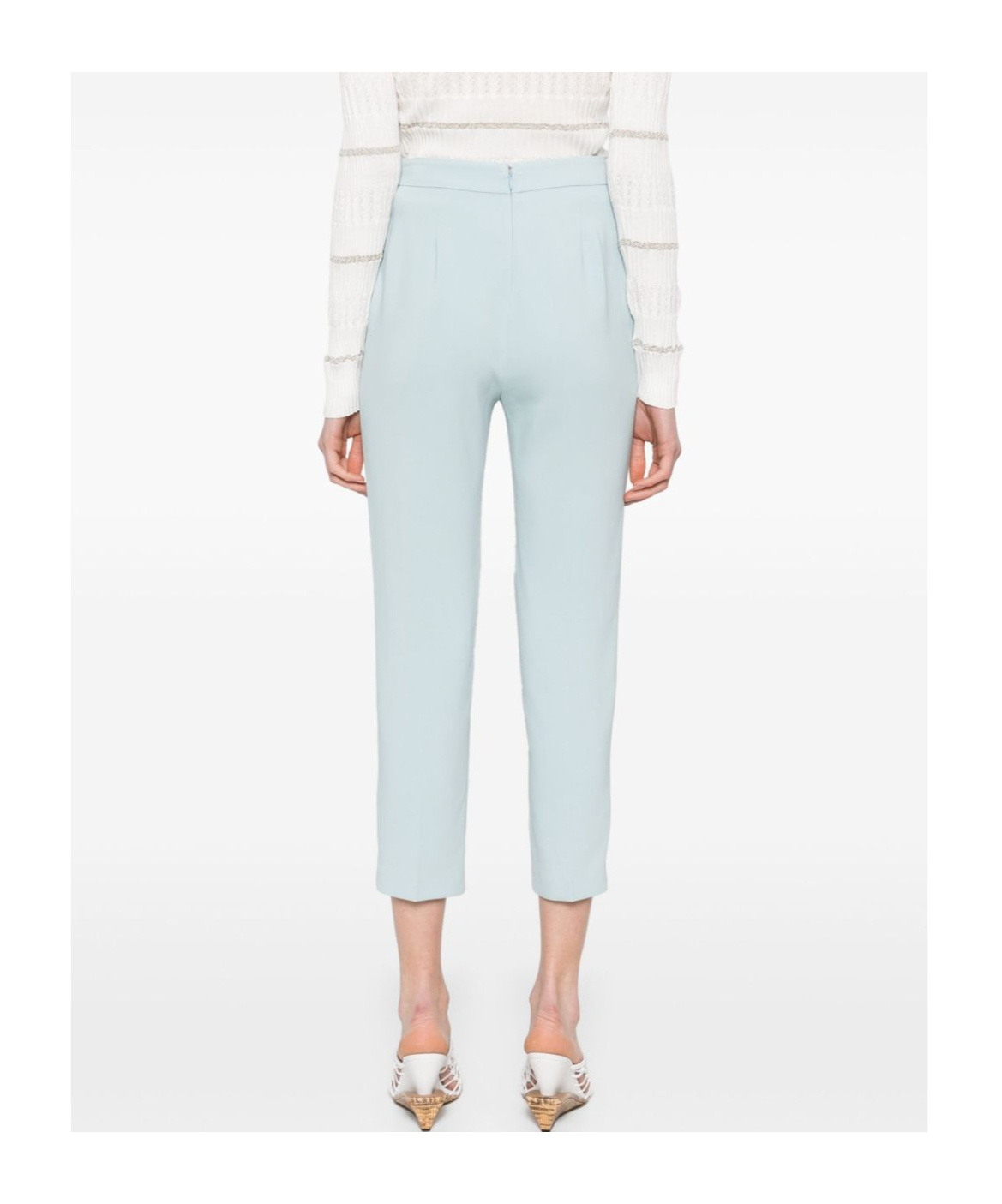 Pinko Cropped Tailored Trousers In Clear Blue In Blue