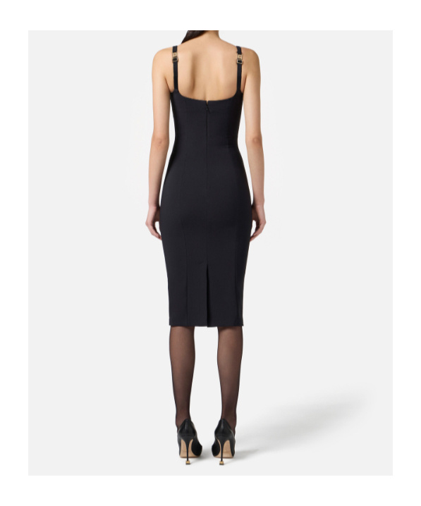 Elisabetta Franchi Bead-embellished Crêpe Midi Dress In Black