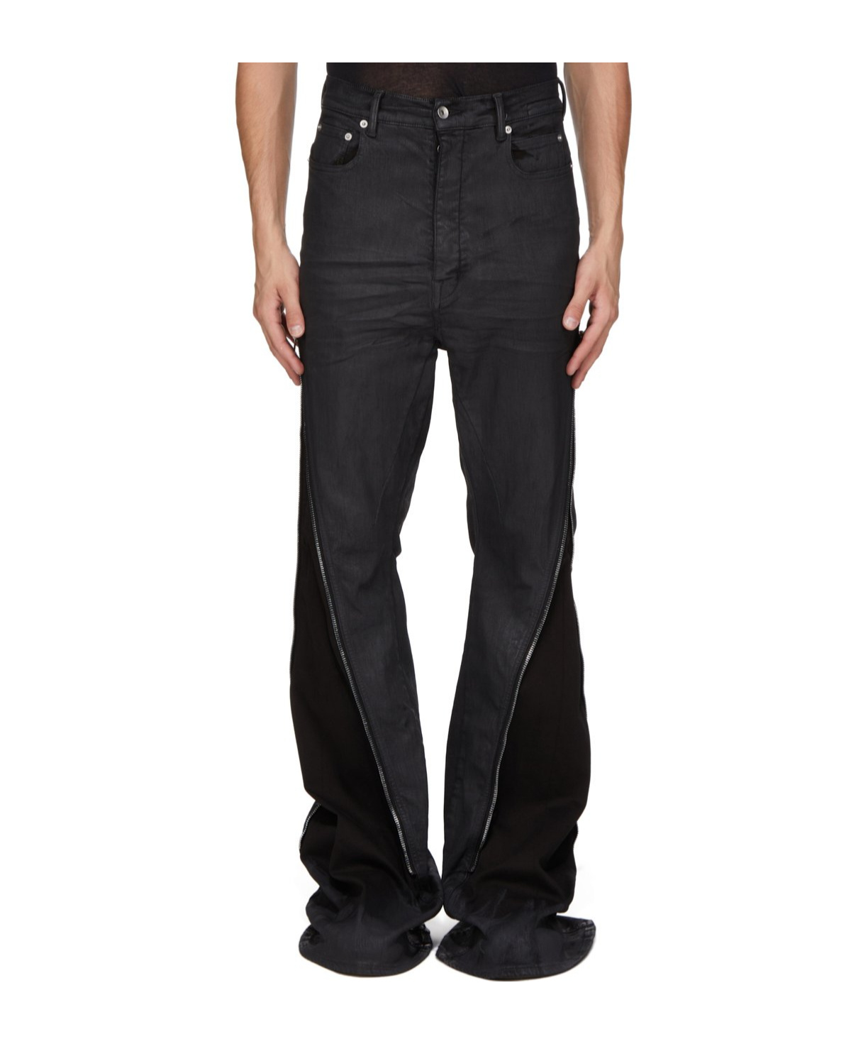 Rick Owens Drkshdw Bolan Banana Jeans With Zip Detail In Black