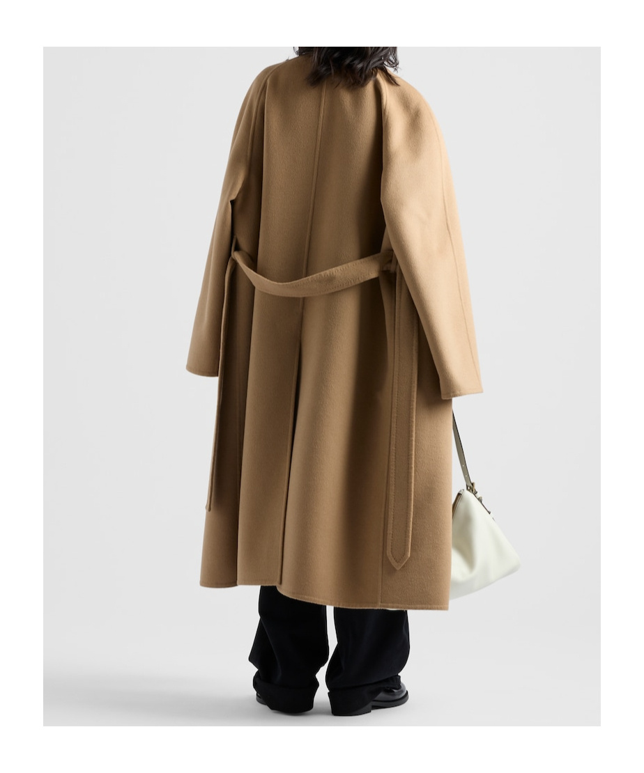 Prada Doppelreihiger Mantel Aus Kaschgora In Camel Brown
